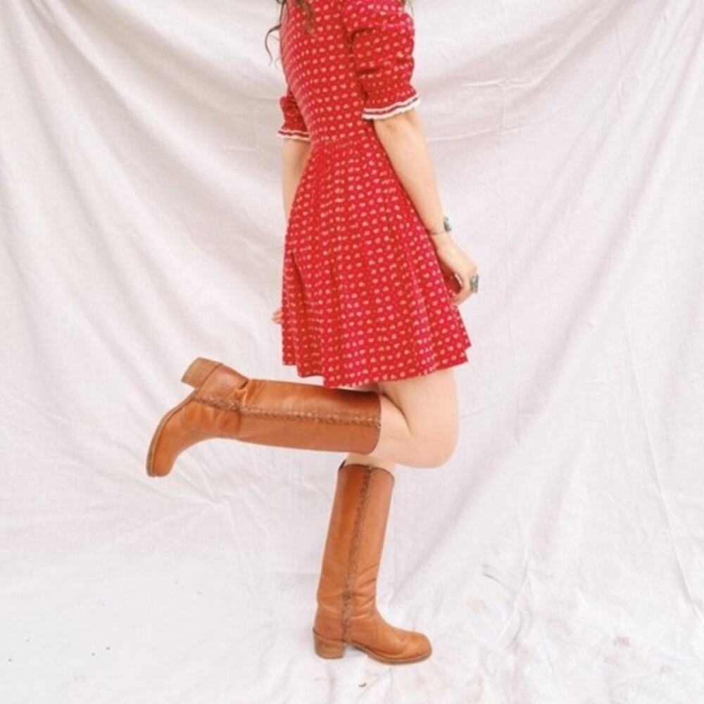 FRYE Sabrina braided Campus Round Toe Tall leather boots size 7 - Picture 5 of 7